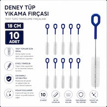 Deney Tüp Yıkama Fırçası 18 Cm - Test Tüpü Temizleme Fırçaları - 10 Adet