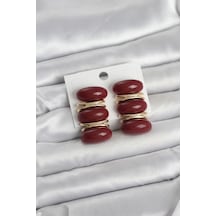 Bordo Vintage Model Gold Renk Kadın Küpe