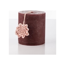 Missi 7x8 Gül Taşlı Bordo Silindir Mum