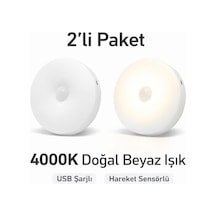 2 Li Set Sensörlü Led Kabin Işığı Gece Lambası 1,5w 4000k Doğal Beyaz 150 Lümen Usb Şarjlı Manyetik & Bantlı Mutfak Dolabı, Merdiven, Gardırop Aydınlatma Karanlıkta Harekete Duyarlı Açık Lacivert