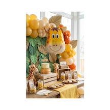 Safari Zürafa Kafa Folyo Balon 25x45 Cm Safari Temalı Çocuk Doğum Günü Parti Süsü Çok Renkli