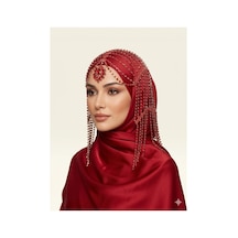 Taşlı Sallantılı Alınlıklı Saç Aksesuarı Gelin,kına,nişan,söz,after,bride,party Kırmızı - 871609800 Kırmızı