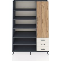 Hyperion Dolap 9 Raflı 3 Çekmeceli Tek Kapaklı 132x44x195 Antrasit-çam/aytaşı Atlas Çam/aytası