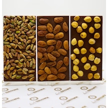 Dark Brown Badem Fındık ve Antep Fıstıklı  3'lü Tablet Bar Çikolata 3 x 100 G