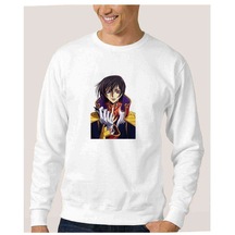 Anime One Baskılı Beyaz Erkek Örme Sweatshirt