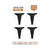 Aspen 15 Cm Siyah 4'lü Set Koltuk Baza Dolap Tv Ünitesi Yatak Odası Konsol Ayağı Beyaz