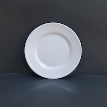 4 Adet Kırılmaz Melamin Çizgi Tatlı & Yemek Servis Tabağı 25 Cm - Beyaz Beyaz