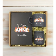 Bk Gift Kişiye Özel İsimli Dtf Anne Temalı Antrasit Defter & Kahve Fincanı & Mum Hediye Seti-2, Anneye Hediye, Anneler Günü Hediyesi Kobitmeyencom3075
