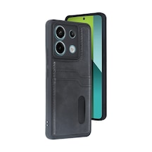 Uryport Xiaomi Redmi Note 13 Pro 5g Kılıf Sara Kartvizitli Deri Kılıf - Siyah