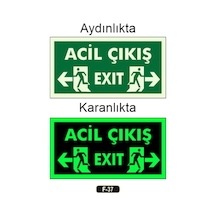 Fosforlu Acil Çıkış Exıt Yön Levhası F-37