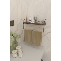 Banyo Mutfak Havluluk Dekoratif Metal Havluluk Düzenleyici El Havlusu Havlu Askısı Duvar Rafı Koyu Kahve