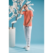 Slimfit Pamuklu Bisiklet Yaka Likralı Kısa Kol Erkek Triko Yazlık T-shirt 001