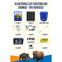 500mt 1-5 Dönüm 12v Akü Ve 25w Güneş Panelli Elektrikli Çit Sistemi + Kapı Yaylı Set