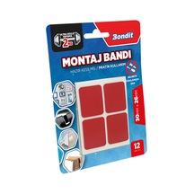 Bonditt 12'li Hazır Kesim Montaj Bandı - Şeffaf - 4x4 Cm Diğer