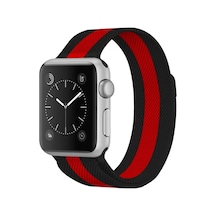 Newface Apple Watch 38mm Metal Mıknatıslı Kordon - Siyah-kırmızı