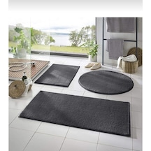 3lü Antırasit Pelüş Banyo Paspası 50 90+40 50+50 50 Antrasit