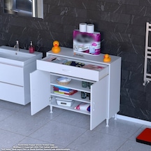 Modilayn Emir 95 X 88 X 32,5 Cm 1 Çekmece 2 Kapak 3 Raf 4 Bölme Çok Amaçlı Banyo & Mutfak Dolabı Beyaz