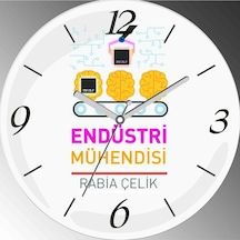 Kişiye Özel Endüstri Mühendisi İ Çap 30cm Sessiz Akar Bombeli Gerçek Cam Duvar Saati Çok Renkli
