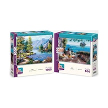 Göl Kıyısında Ve Limana Karşı İkili Set - 1000 + 500 Parça İkili Puzzle Seti