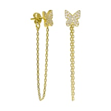 Zincirli Kelebek Küpe 719838 Gold
