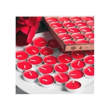Kırmızı Dekoratif Kokusuz Tealight Mum Tea Light Mum 50 Adet Mum & Kandil Kırmızı