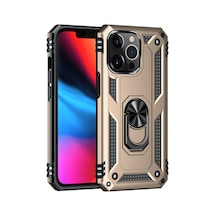 Apple iPhone Uyumlu  14 Pro Kılıf Sofya Yüzüklü Silikon Kapak -  Gold