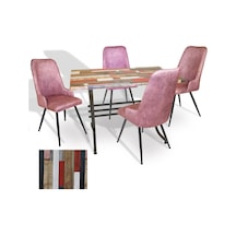 Japon - Çırağan Masa Takımı - 80x140 Werzalit, Wermodin Ve Allzalit Tabla - Redwood - Pembe Çok Renkli