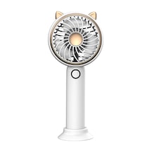 Fosenze Usb Şarjlı Elden Taşınabilir Masaüstü Fan, 3 Seviye Hız Ayarlı, Kedi Kulaklı Desen, Beyaz, Sessiz Vantilatör