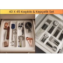 40x45 Cm. Beyaz Kaşıklık Ve Kepçelik 2'li Set 40x41cm E Kadar Kesilebilir