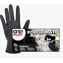 One Plus Force Mate Tırtıklı Nitril Pudrasız Eldiven Siyah 50 Adet