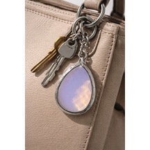Gümüş Renk Opalit Damla Kesim Doğal Taş Anahtarlık I Unisex Metal Tasarım