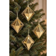 Yılbaşı Ağacı Süsü Gold Elmas 12 Cm 4lü Diğer