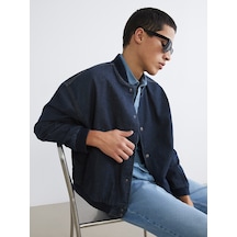 Lcw Jeans İndigo Rahat Kalıp Kolej Yaka Erkek Bomber Jean Ceket