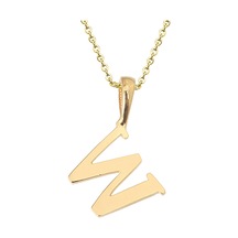 Kuyumcudukkani Zincirli Altın Renk "w" Harfli Kolye Gold