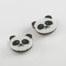 Panda - 518 - Mıknatıslı Plastik Çocuk Küpesi - Shophnrl - - Beyaz