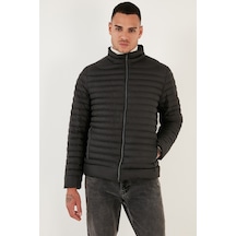 Buratti Su Itici Slim Fit Cepli Dik Yaka Şişme Erkek Mont 649010 Siyah