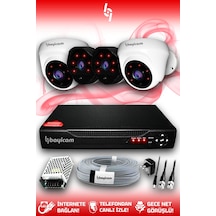 Bayicam 4 Kameralı Uzay 2 İç Kamera Set HDD'siz Full HD Gece Görüşlü Güvenlik Kamerası Sistemi