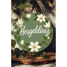 Kututr Hoş Geldiniz Çiçekli Uv Baskı 3d Görünümlü Mdf Kapı Süsü / Askılı Silinebilir Dekoratif Ks025,ks025 Genel