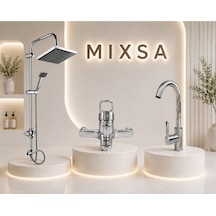 Krom Robot Duş Seti Lüx Banyo Bataryası Premium 360 Döner Borulu Mutfak Bataryası 3'lü Set