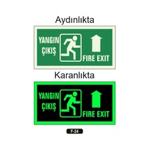 Fosforlu Yangın Çıkışı Fıre Exıt Yön Levhası F-24