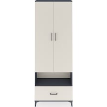 Arges Dolap 2 Raflı Tek Çekmeceli Tek Askılı 88x30x243 Antrasit-aytaşı Antrasit