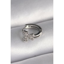 Evyora 316l Çelik Gümüş Renk Zirkon Taşlı Kurdele Model Tragus Piercing Gümüş