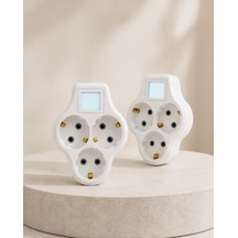 Astraltech Anahtarlı 3 Çıkışlı Priz Çoğaltıcı 2'li Set Diğer