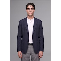 Defacto Slim Fit Çentikli Yaka İki Düğmeli Blazer Ceket F7690ax26aunv64 Lacivert-nv64
