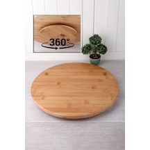 Balsa Bambu Döner Standlı Pizza Servis Sunum Tabağı 34 Cm Beyaz