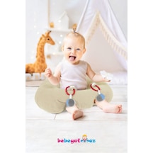 Çıngıraklı Bej Bebe Yatmaz Bebek Oturma Destek Minderi Bebek Koltuğu