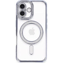 Apple iPhone Uyumlu - 16 Plus Kılıf Joke Simli Magneticsafe Kılıf - Mavi