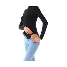 Penyebizden Kadın Viskon Boğazlı Çıtçıtlı Zıbın Body-siyah