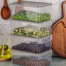 Tr 4'lü Buzdolabı Düzenleyici Organizer Mikrodalga Ve Difrize Uygun Saklama Kabı Antrasit Set 1170 Ml Gri Genel