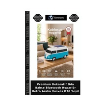 Premium Dekoratif Oda Bahçe Bluetooth Hoparlör Retro Araba Vosvos D70 Yeşil